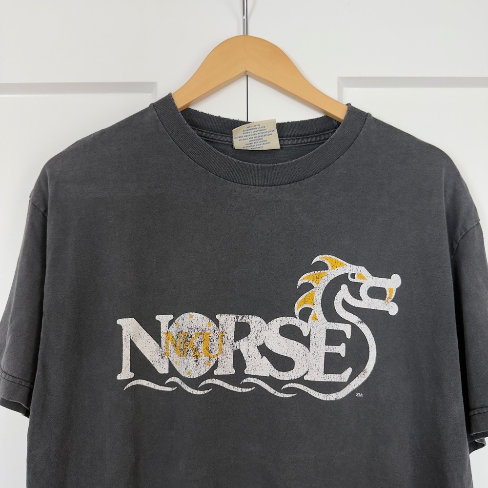 Mens Steve & Barrys T-Shirt Large Faded Black NKU Norse Dragon Graphic T-Shirt